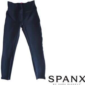 Navy Blue Spanex Ponte Hem Slit Ankle Pull On Leggings Size Small